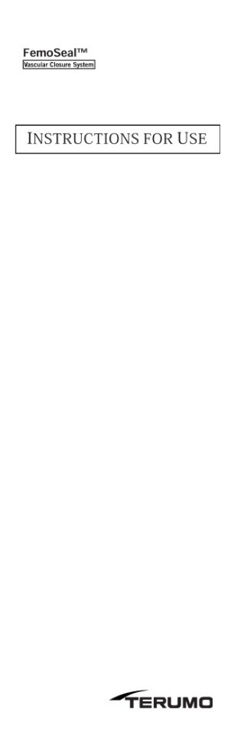 Instructions d’utilisation du système de fermeture vasculaire FemoSeal™