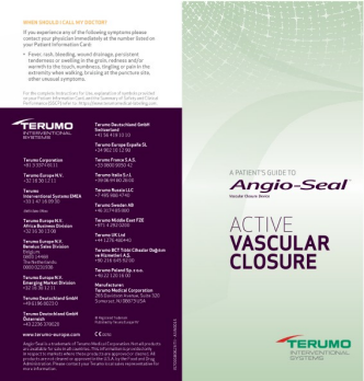 Broșura de informare a pacientului (PIL) pentru Dispozitivele de închidere vasculară ANGIO-SEAL®